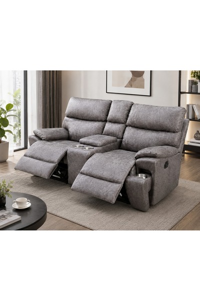 N.zone Modern Electric Dual Recliner Sofa with Cup Holders and USB Port, Cent...