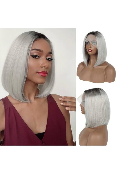 Estelle Lace Front Human Hair Bob Wig, Pre Plucked Hairline Short Lace Front ...