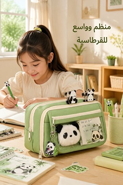 Generic حافظة أقلام متينة كبيرة السعة، شفافة، متعددة الأقسام، بسحاب، للمكتب و...