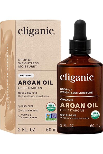 Cliganic Organic Argan Oil, 100% Pure | For Hair, Face and Skin | Cold Presse...