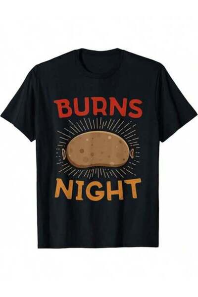 799 تي شيرت بنمط "Burn Night"، مطبوع باللون الأسود والأحمر والأصفر، بأكمام قص...