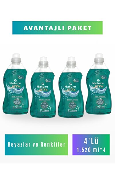 Nature Jet+ Beyazlar ve Renkliler 4'lü Avantaj Paket Sıvı Çamaşır Deterjanı 4...