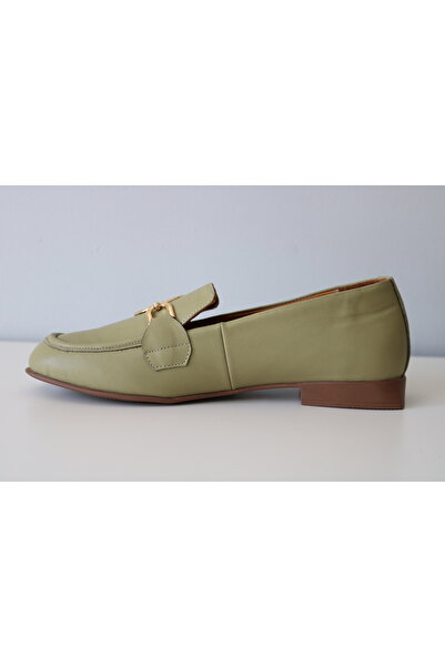 Hakiki Deri Gold Tokalı Kadın Loafer Ayakkabı
