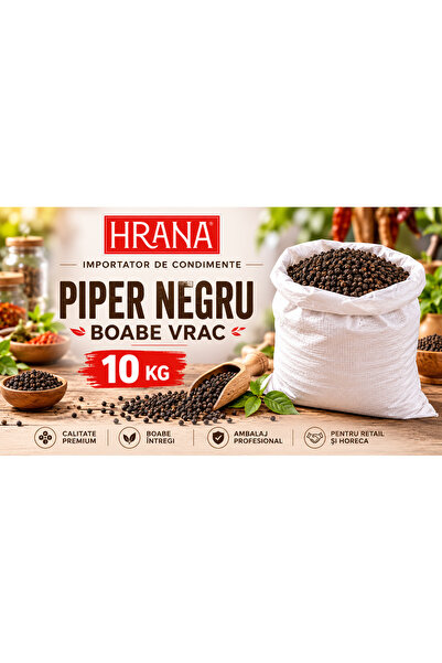 Hrana Piper Negru Boabe Vrac – Sac 10 kg – Condiment pentru HoReCa, Industria...