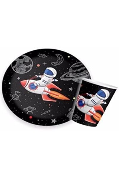 Yıldızan Space Themed Plate and Cup Set 8 Li 931845