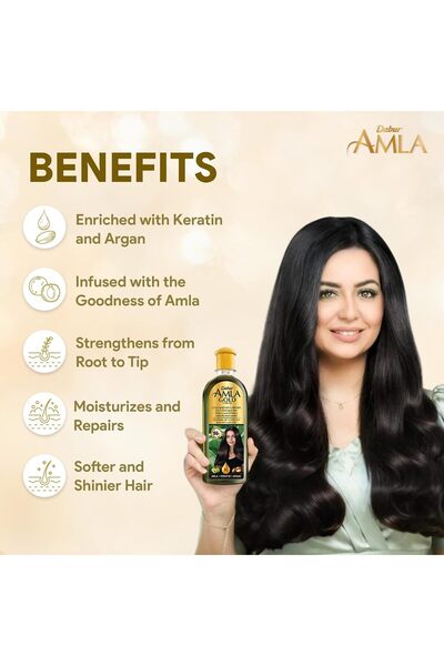 Dabur Amla Gold Hair Oil Natural Care Enriched with Amla 200ml, Almond and Henna For beautiful, Long, Soft and Strong Hair