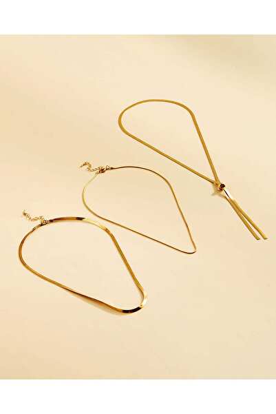 REDTAG Women Gold 3 Piece Necklace Set