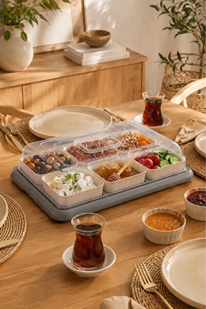 Kitchen Life 8-Piece Breakfast Bowl Set with 6-Compartment Tray and Snack Bowl