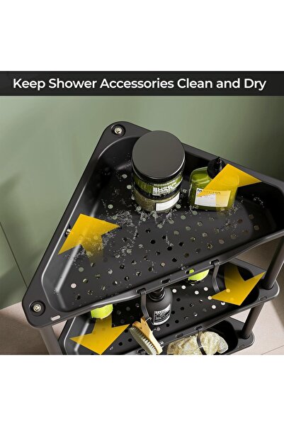 Aissiora Freestanding Corner Bathroom Organizer, Floor-Standing Rust-Resistan...