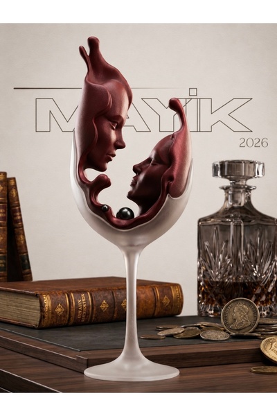 Aşk Temalı Dekoratif Kadeh Heykeli – Modern Sanatsal Biblo