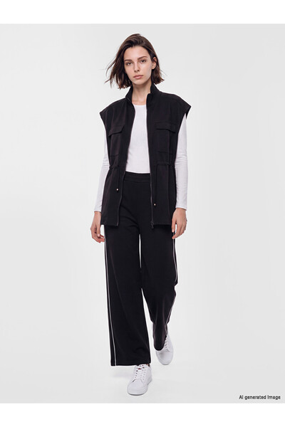 LC Waikiki Black Stripe Detailed Soft Touch Women's Sweatpants