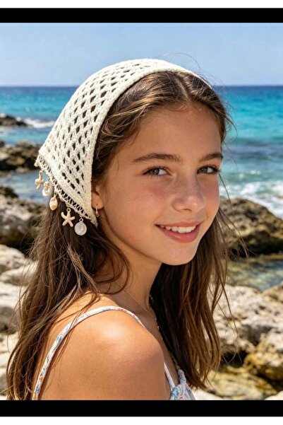 Generic Crochet Hollow Out Hair Bandana for Kids and Girls with Shell and Sta...