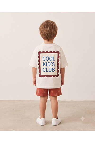 babytex تي شيرت Cool Kid's Club مطبوع للأطفال كبير الحجم للجنسين 100% قطن مع ...