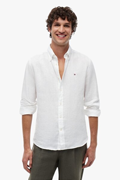 Tommy Hilfiger Pigment Dyed Li Solid Rf Shirt Men's White Shirt - Mw0Mw41530