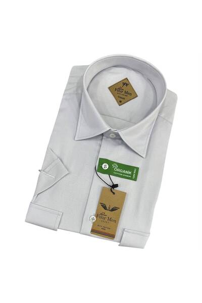 GÖMLEK GALERİSİ Men's Classic Wide Cut Plain Double Pocket Short Sleeve Cotto...