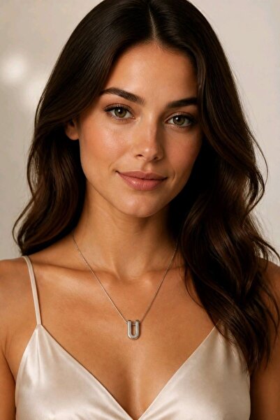 Monalisa Home Silver Color Steel Letter''U'' Flat Chain Necklace