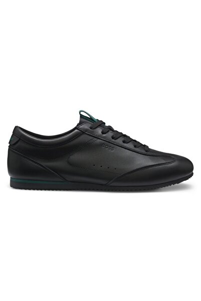 BOSS Men's Carbon Fiber Detailed Comfortable Sole Genuine Leather Black Sneaker