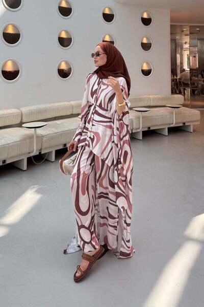 Hazamoda Candy Patterned Set Brown