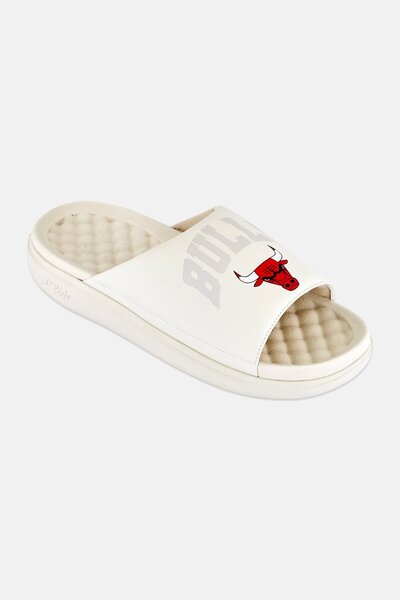 iSlide Men Chicago Bulls Slip On Slides, Off White
