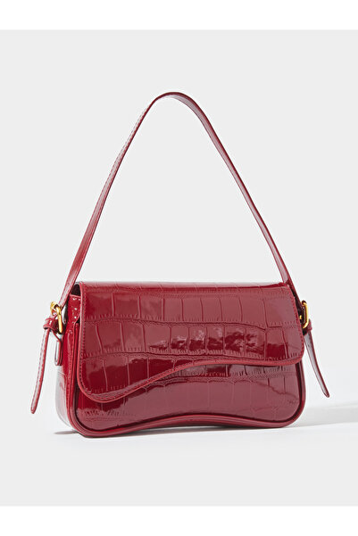 Styli Red Textured Flap Shoulder Bag