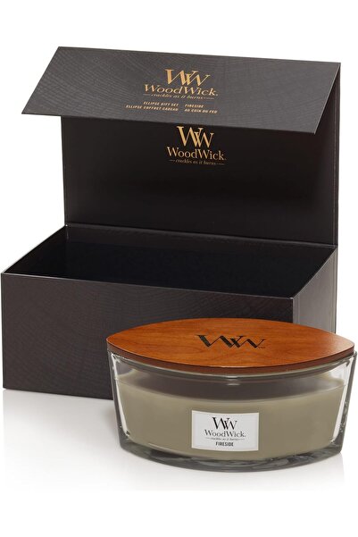 WoodWick مجموعة هدايا من الشموع المعطرة |   شمعة معطرة من فايرسايد إلبيس مع ف...