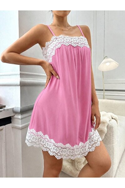 DRESSIFY WOMEN’S FASHION Γυναικείο νυχτικό από βισκόζη με λουράκια και δαντέλ...