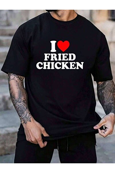 23ERVA 100% Cotton Love Chicken, I Heart Fried Chicken Men's Black Vacation C...