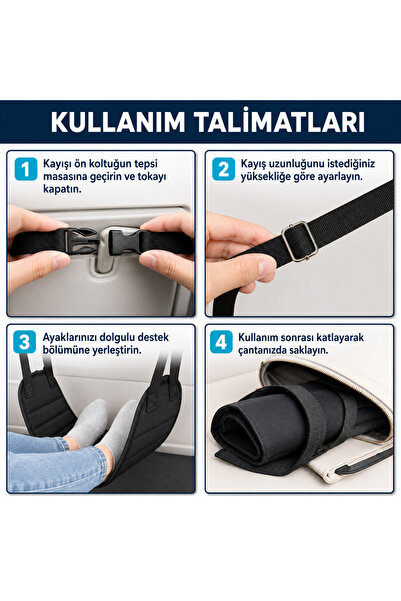 Microcase Uzun Yolculuk Uçuş Seyehat Ve Ev Ofis Araba Kullanımı Ayak Bacak Dinlenme Padi Ayak Bacak Hamağı 1 AD AL5627