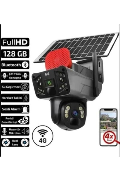 O-KAM Pro 3815 4G Sim Kartlı Solar Siren + Çift Yön Ses + Işık IP66 Kamera 6M...