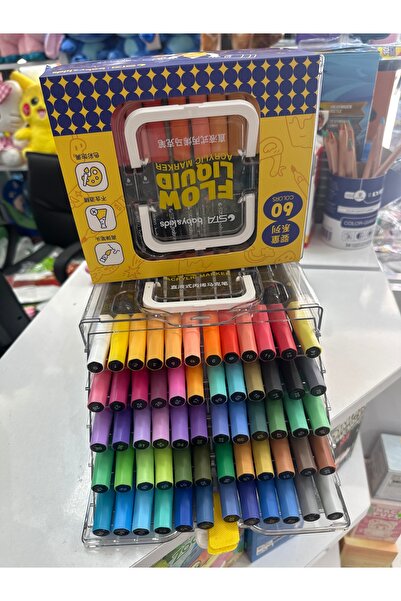 u-toys 60 lı akrilik marker fırça uçlu baby&kids marker kalem seti organizatö...