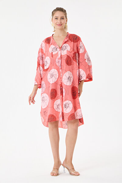 della moor Mercan Italian Plus Size Floral Patterned Tunic Shirt Dress 42 - 4...
