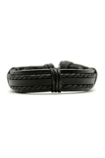 NIRE Ανδρικό μαύρο δερμάτινο βραχιόλι – Minimal casual χειροποίητο design MAN83