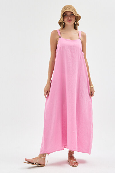 Heaven Ephesus Women's Dress - İnci K Linen (Linen) Strap Dress - 3500