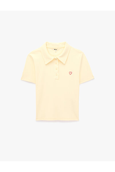 Koton Cotton Slim Fit Buttoned Polo Collar Short Sleeve Ribbed T-Shirt with H...