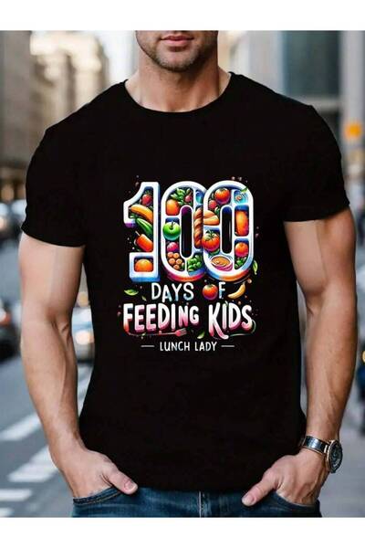 KYMC07 تي شيرت صيفي للرجال من القطن 100%، بتصميم 100 Days Of Feeding School L...