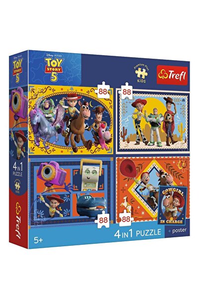 Trefl 4 în 1 Premium Plus Puzzle Toy Story 5 pentru copii, Poster inclus