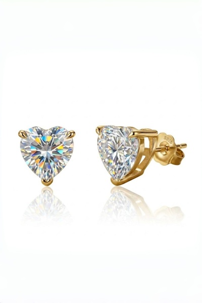MEETMAY 18K Thick Gold Plated S925 Silver Heart Cut Moissanite Stud Earrings ...