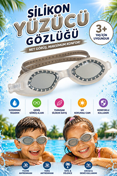 hak-iş oyuncak Silicone Children's Swimming Goggles – Gray