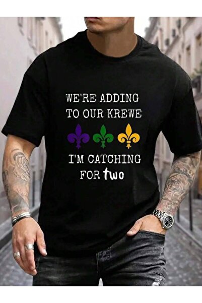 9TAY تي شيرت رجالي أسود 100% قطن بتصميم ماردي غرا وطبعة We Got The Baby Krewe...