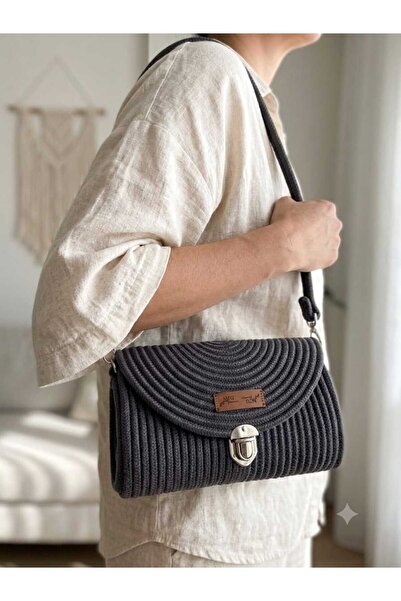 MTG JÜT TASARIM Begonya Model Stylish Shoulder Strap Jute Straw Cord Handbag