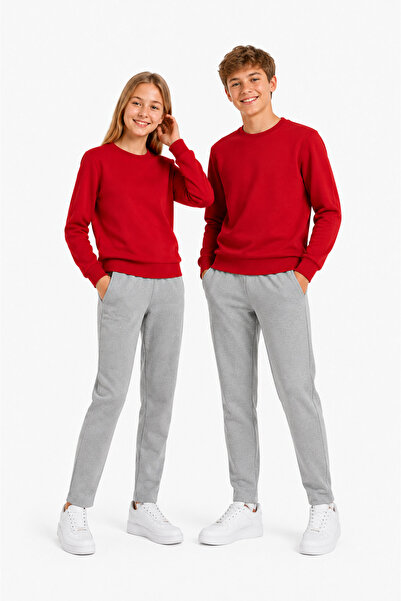 Marco Ferry Unisex Children's Cotton Crew Neck Tracksuit Set Red-301