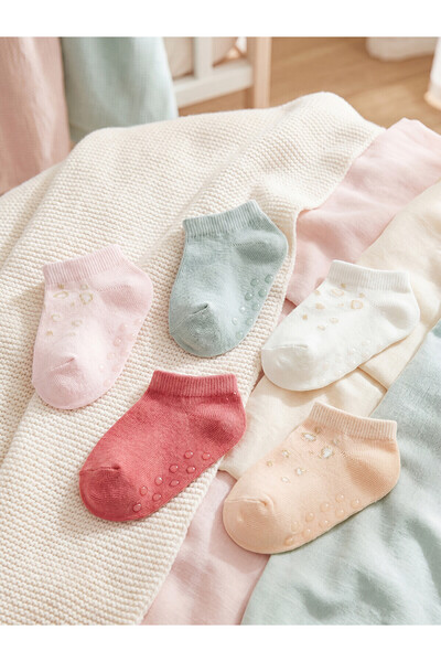 LC Waikiki Nevavm Patterned Baby Girl Booties Socks with Difference in Color,...