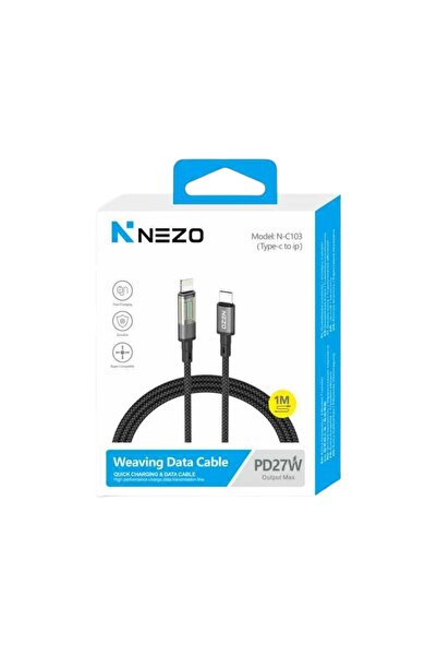 NEZO N-C103 Type-C To Lightning 27W Power Delivery Fast Charging & Braided Da...