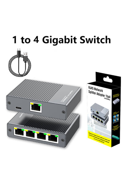 Choice محول إيثرنت جيجابت 1 إلى 4 منافذ، مقسم RJ45 من 1 إلى 4، محول شبكة LAN ...
