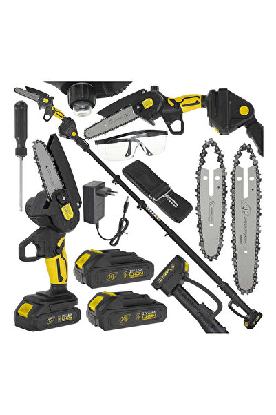 GEKO Ferăstrău cu lanț fără fir cu braț telescopic, 1.65 - 2.50 m, 2 x 2 Ah, ...
