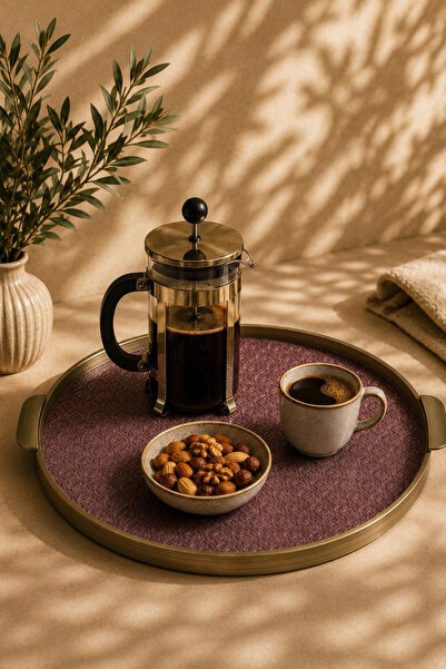 Seral Royal Glow 38X37 cm Round Glass, Presentation, Breakfast, Tea Tray
