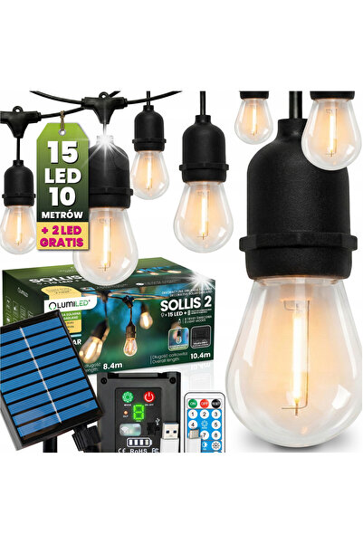 Lumiled Ghirlandă luminoasă solară de grădină cu 15 LED-uri pentru balcon și ...