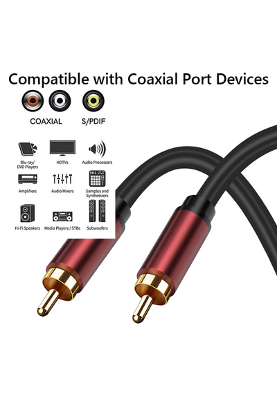 choice2 كابل صوت رقمي محوري أحمر بطول 1 متر، كابل مضخم صوت RCA ذكر إلى ذكر، ك...