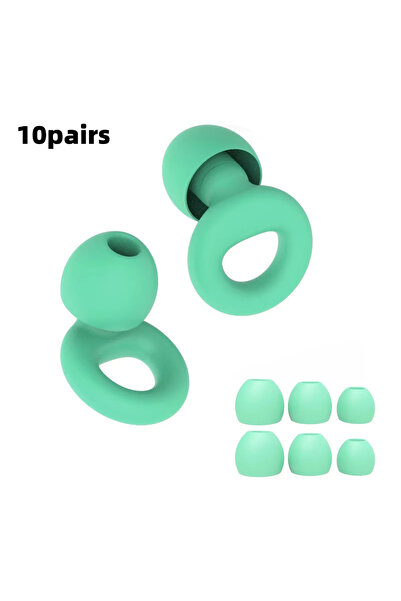 choice2 10sets Green 1-10 Pairs Silicone Earplugs Soft Reusable Ear Plugs For...