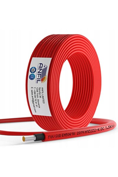 NO BRAND Cablu solar Anfil 50m 4mm² Rezistent la UV, Impermeabil, Certificare...